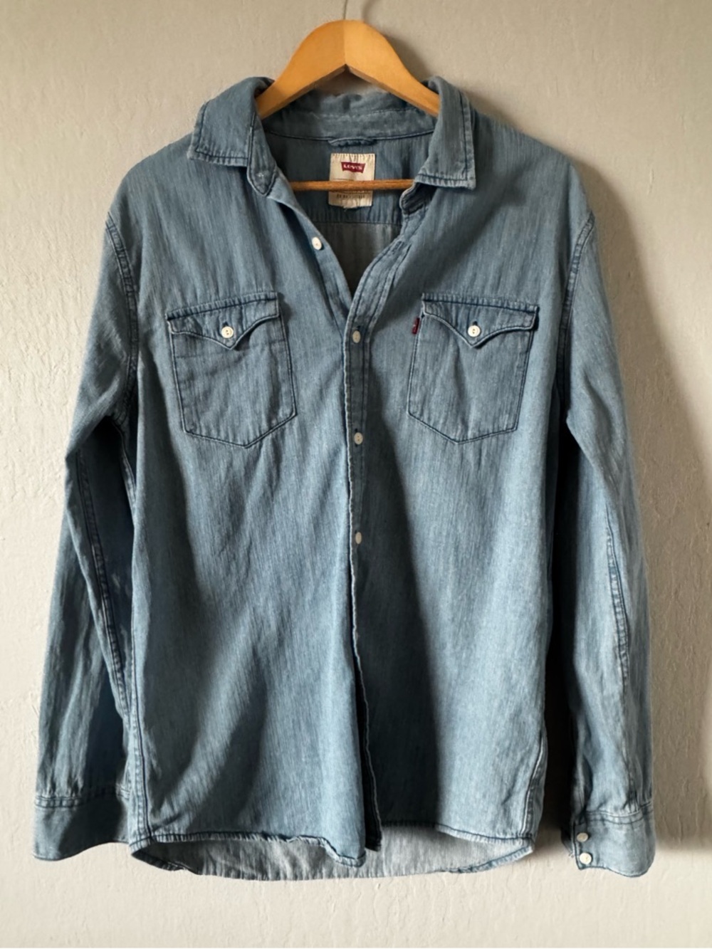 Levi's Medium Blue Denim Shirt with Red Logo Tag